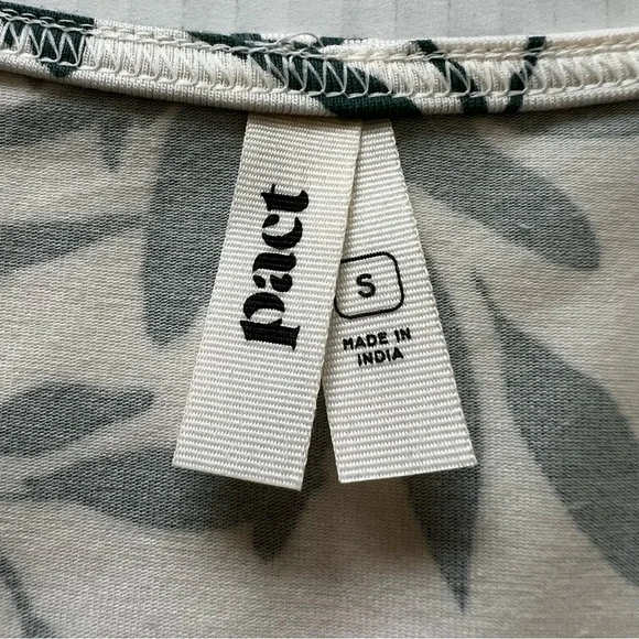 Pact NWOT Organic Cotton Fit & Flare Crossover Tropical Palm Summer Dress Small - Picture 12 of 16